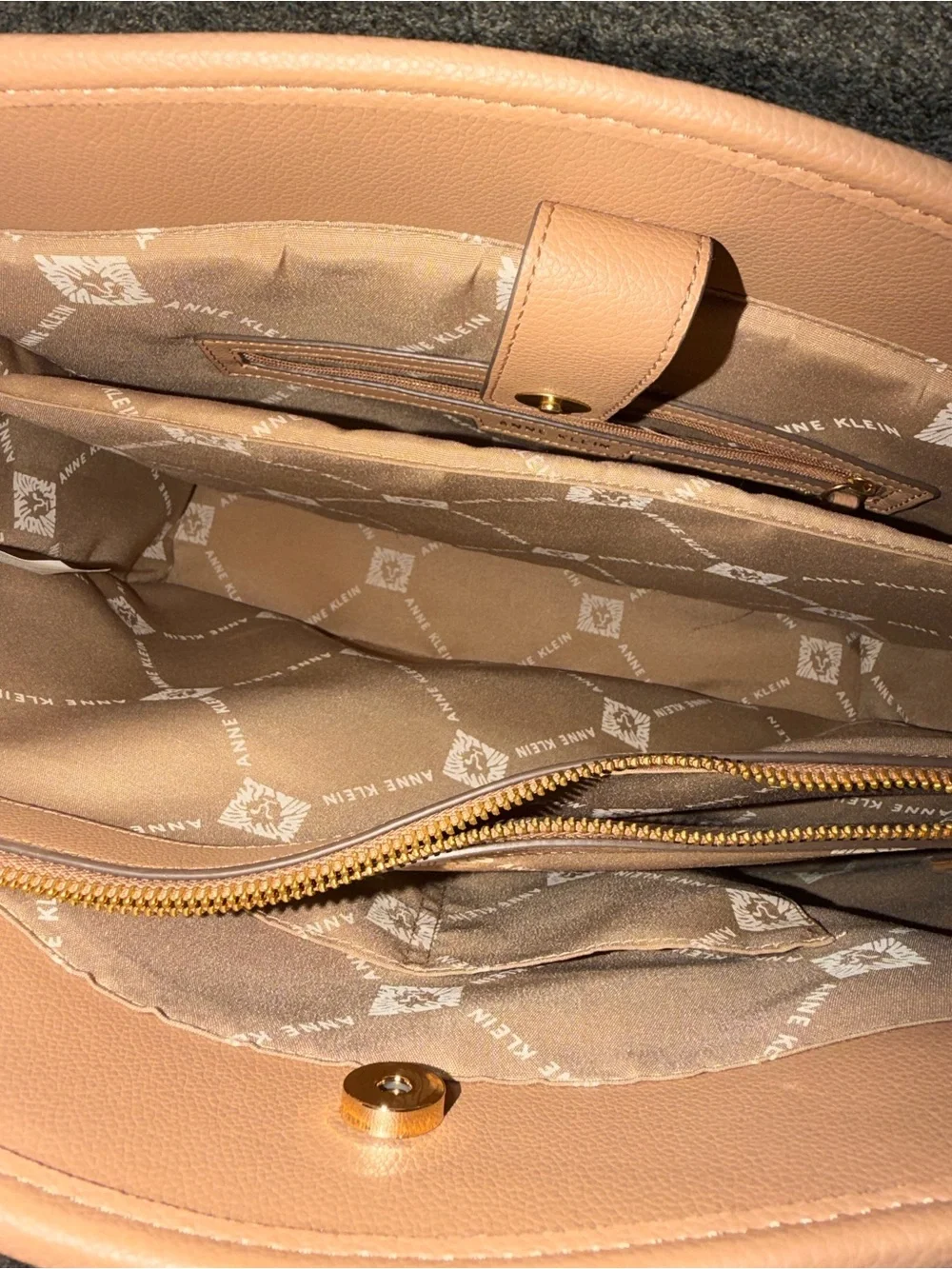Anne Klein Cream Tote with Tan Trim and Matching Wristlet